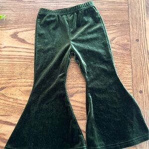 Green Velvety Flair Pants